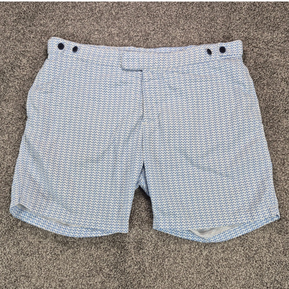 Frescobol Carioca Swim Shorts Mens 34 Blue Geometric Print Trunks